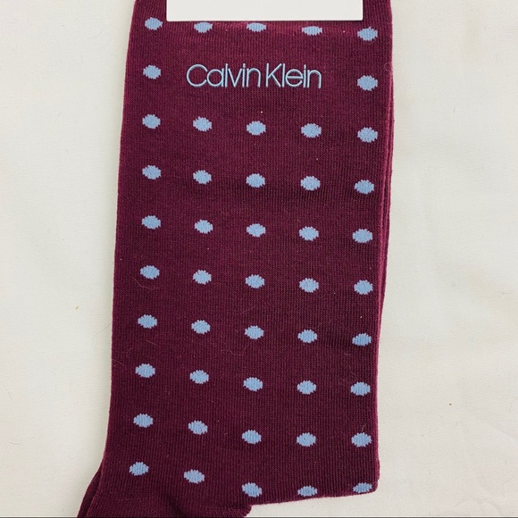 CALVIN KLEIN Red w/ Lt Blue Polka Dots Dress Socks - Picture 3 of 6